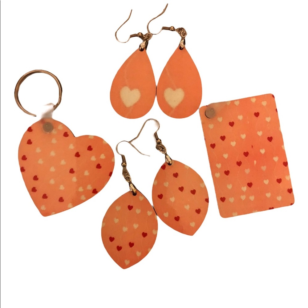 Handmade unique earring and keychain set